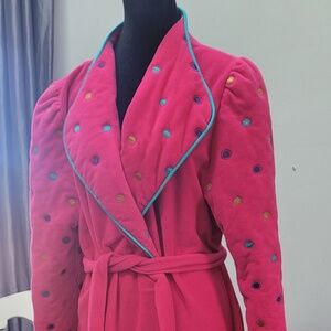 This Plush Hot Pink Polka Dot Vanity Fair 80's Long Robe